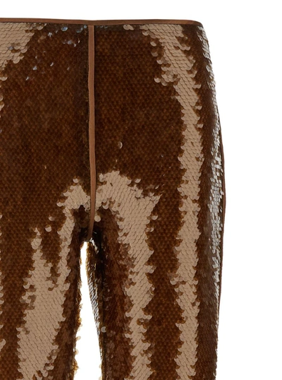 Shop Alberta Ferretti Brown Pants With All-over Sequins In Tech Fabric Woman