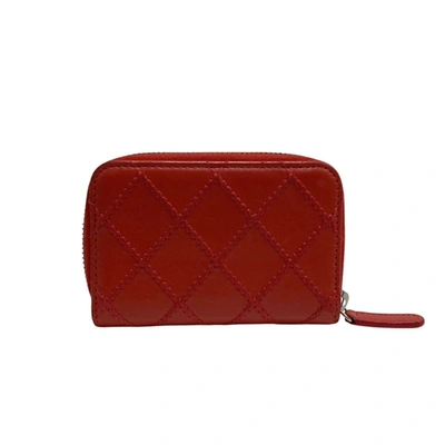 Pre-owned Chanel Zip Around Wallet Red Leather Wallet  ()