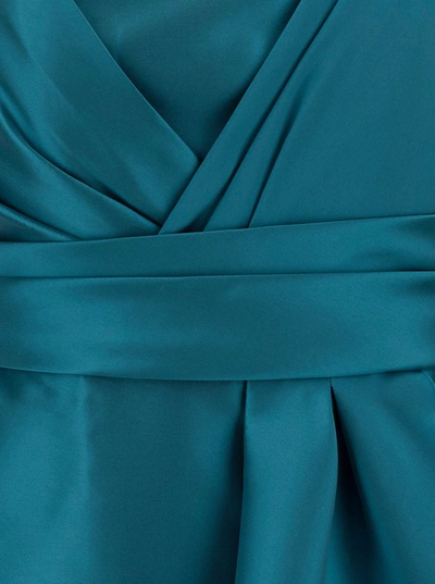 Shop Alberta Ferretti 'mikado' Light Blue Maxi One-shoulder Draped Dress In Satin Woman