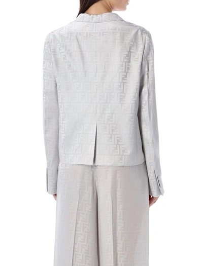 Shop Fendi Monogram Silk Jacket In Mist