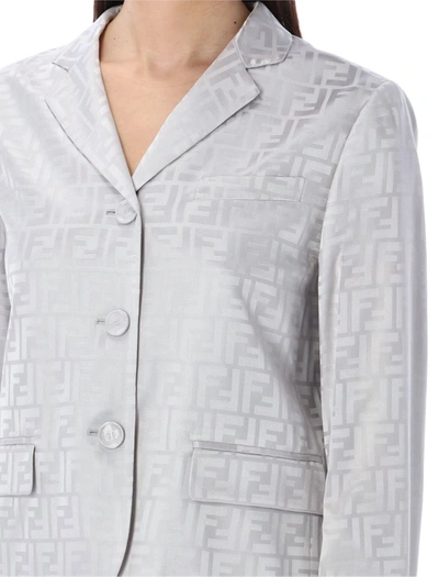 Shop Fendi Monogram Silk Jacket In Mist