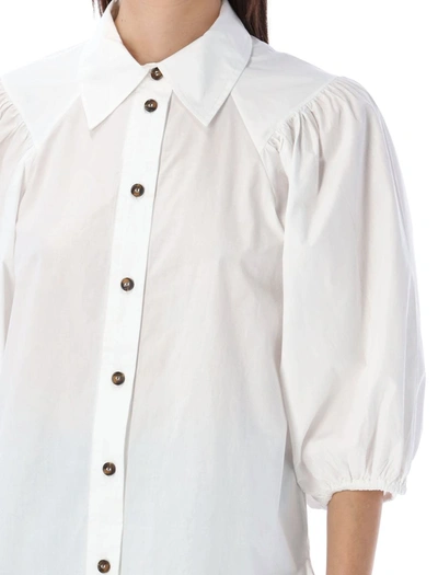 Shop Ganni Puff Sleeves Shirt In White