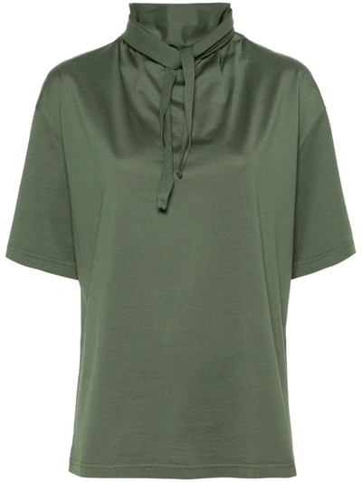 Shop Lemaire Tie-fastening Cotton T-shirt In Smoky Green