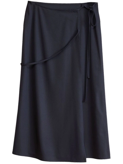 Shop Lemaire Tie-fastening Wrap Maxi Skirt In Jet Black