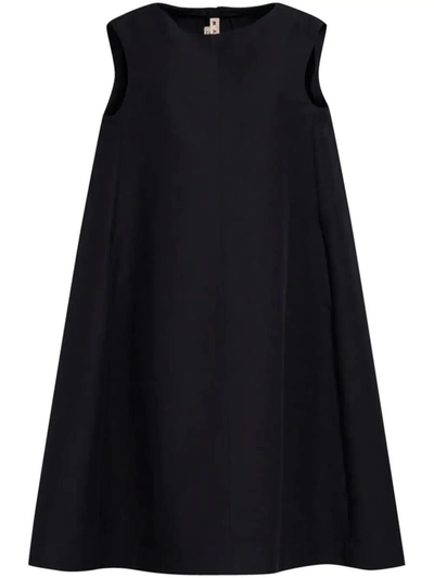 Shop Marni Flared Midi Dress In Black