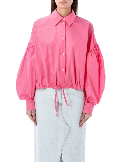 Shop Msgm Baloon Sleeves Shirt In Pink