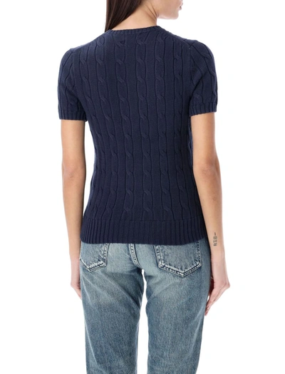 Shop Polo Ralph Lauren Cable Knit Short Sleeves In Blu