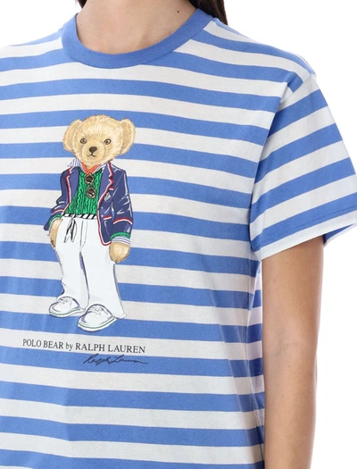 Shop Polo Ralph Lauren Riviera Bear Printed T-shirt In Azzurro White