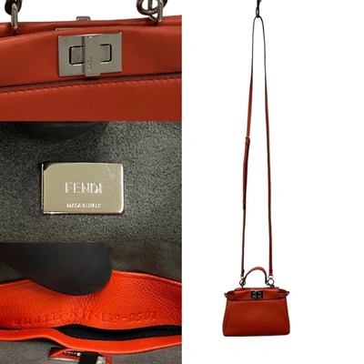 Shop Fendi Peekaboo Mini Pocket Red Leather Shoulder Bag ()