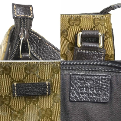 Shop Gucci Ssima Brown Canvas Shoulder Bag ()