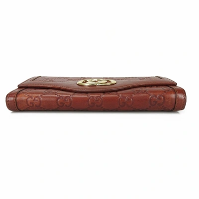 Shop Gucci Sukey Brown Leather Wallet  ()