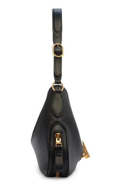 Shop Tom Ford Medium Monarch Leather Hobo Bag In 1n001 Black