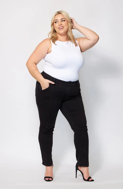 Slink Jeans Mid Rise Cigarette Leg Jeans In Black