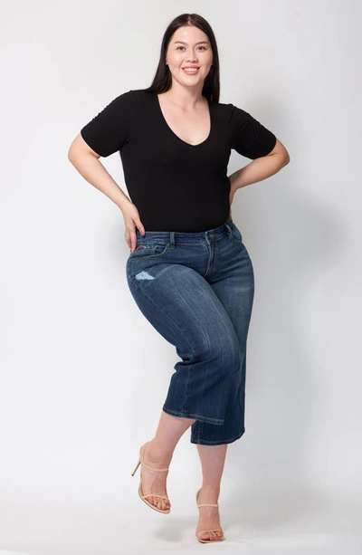 Shop Slink Jeans Mid Rise Wide Leg Crop Jeans In Rosemary