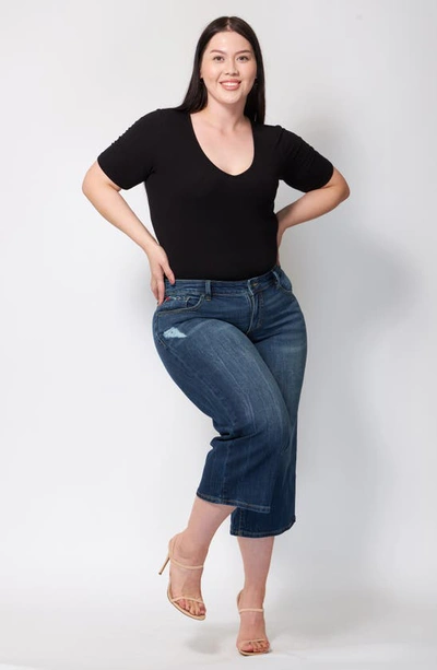 Slink Jeans Mid Rise Wide Leg Crop Jeans In Rosemary