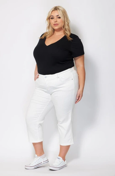 Slink Jeans Mid Rise Straight Leg Crop Jeans In Optical White