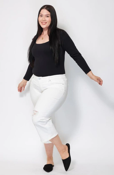 Shop Slink Jeans Mid Rise Wide Leg Crop Jeans In Optical White