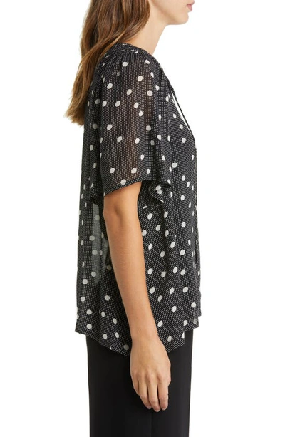 Masai Copenhagen Batian Print Tie Neck Blouse In Black