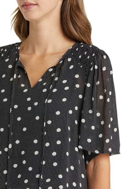 Masai Copenhagen Batian Print Tie Neck Blouse In Black