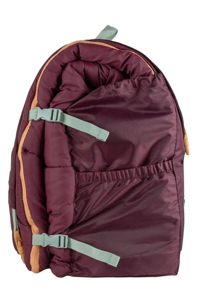 Shop Mimish Kids' Sleep-n-pack Faux Shearling Lined Sleeping Bag Backpack In Winterberry