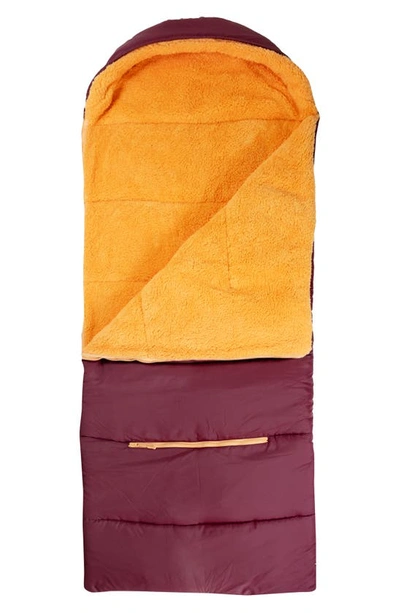 Mimish Kids' Sleep-n-pack Faux Shearling Lined Sleeping Bag Backpack In Winterberry