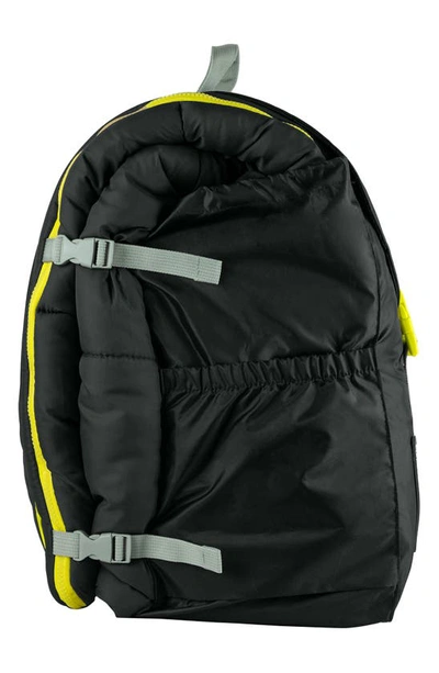 Mimish Kids' Sleep-n-pack Faux Shearling Lined Sleeping Bag Backpack In Charcoal