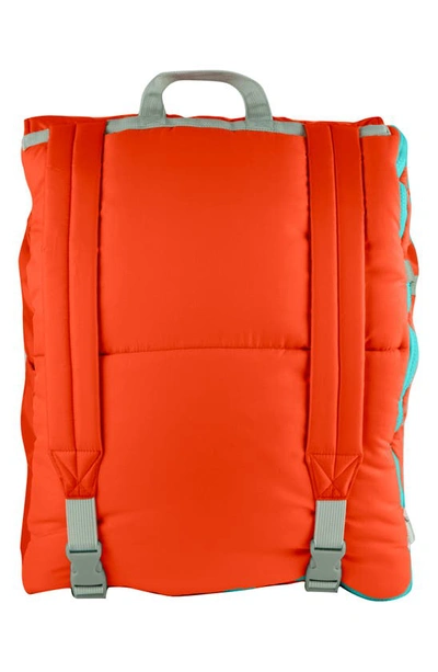 Shop Mimish Kids' Sleep-n-pack Faux Shearling Lined Sleeping Bag Backpack In Orange Oasis