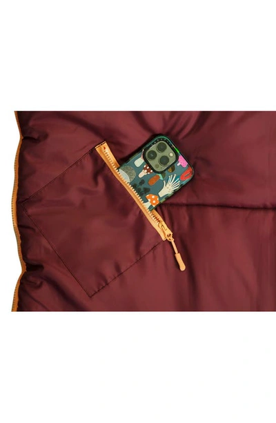 Mimish Kids' Sleep-n-pack Faux Shearling Lined Sleeping Bag Backpack In Winterberry