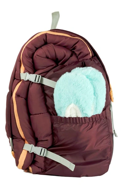 Mimish Kids' Sleep-n-pack Faux Shearling Lined Sleeping Bag Backpack In Winterberry