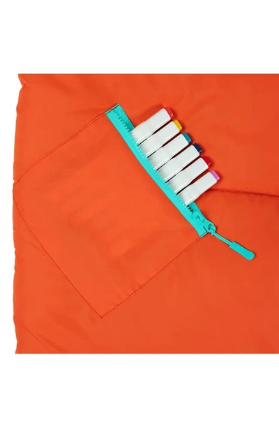 Mimish Kids' Sleep-n-pack Faux Shearling Lined Sleeping Bag Backpack In Orange Oasis