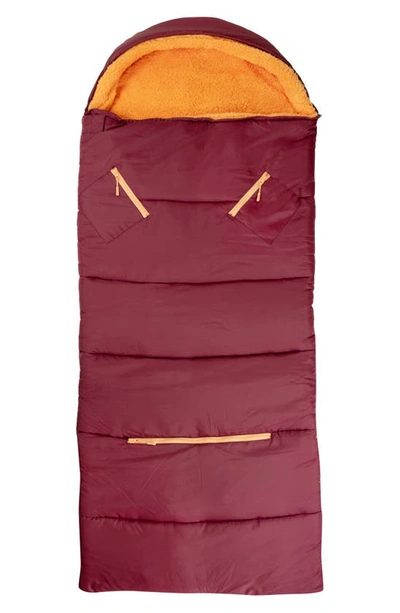 Shop Mimish Kids' Sleep-n-pack Faux Shearling Lined Sleeping Bag Backpack In Winterberry