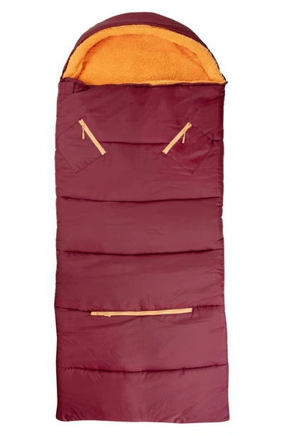 Mimish Kids' Sleep-n-pack Faux Shearling Lined Sleeping Bag Backpack In Winterberry