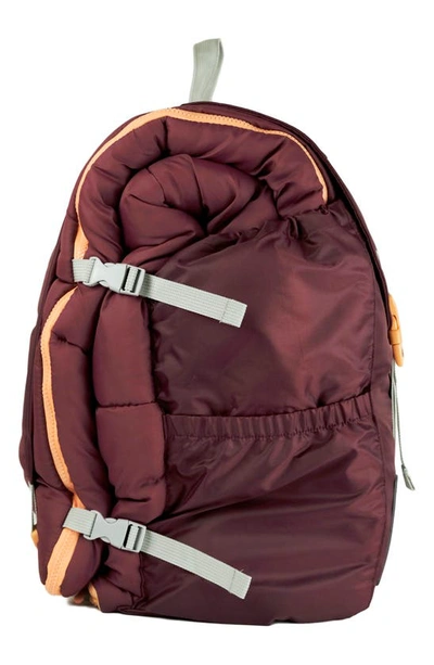 Mimish Kids' Sleep-n-pack Faux Shearling Lined Sleeping Bag Backpack In Winterberry