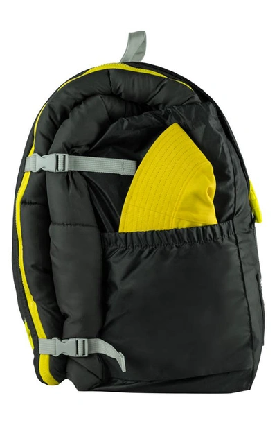 Mimish Kids' Sleep-n-pack Faux Shearling Lined Sleeping Bag Backpack In Charcoal