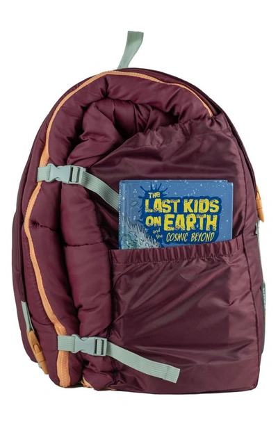 Mimish Kids' Sleep-n-pack Faux Shearling Lined Sleeping Bag Backpack In Winterberry