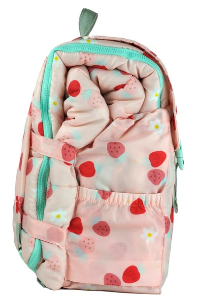 Mimish Kids' Sleep-n-pack Strawberries & Daisies Print Sleeping Bag Backpack In Strawberries & Daisies