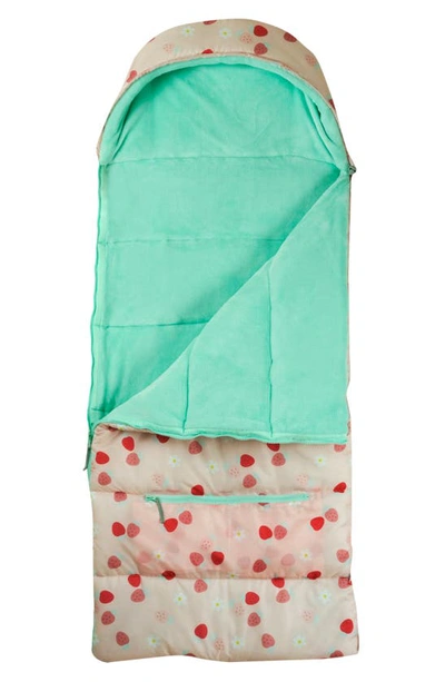 Mimish Kids' Sleep-n-pack Strawberries & Daisies Print Sleeping Bag Backpack In Strawberries & Daisies