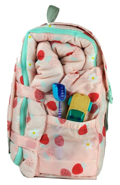Mimish Kids' Sleep-n-pack Strawberries & Daisies Print Sleeping Bag Backpack In Strawberries & Daisies