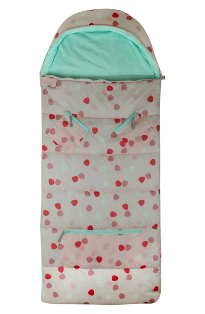 Mimish Kids' Sleep-n-pack Strawberries & Daisies Print Sleeping Bag Backpack In Strawberries & Daisies