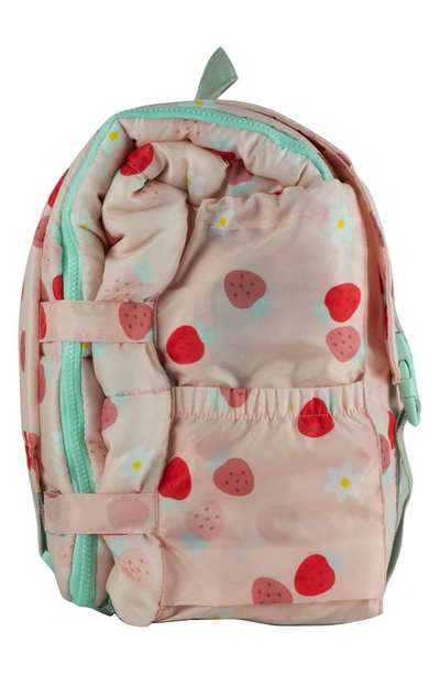 Mimish Kids' Sleep-n-pack Strawberries & Daisies Print Sleeping Bag Backpack In Strawberries & Daisies