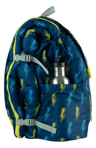 Shop Mimish Kids' Sleep-n-pack Faux Shearling Lined Sleeping Bag Backpack In Lightning Bolts