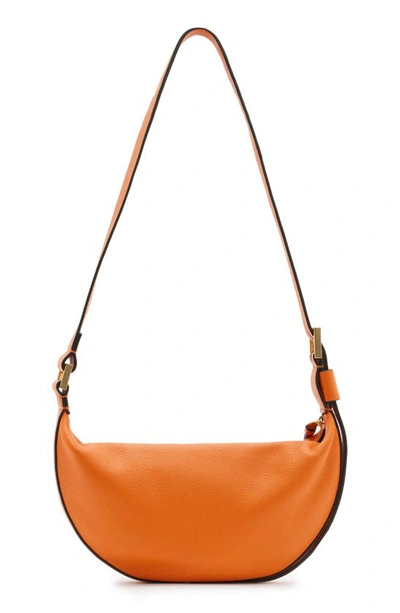 Shop Allsaints Half Moon Leather Crossbody Bag In Pyrrole Orange