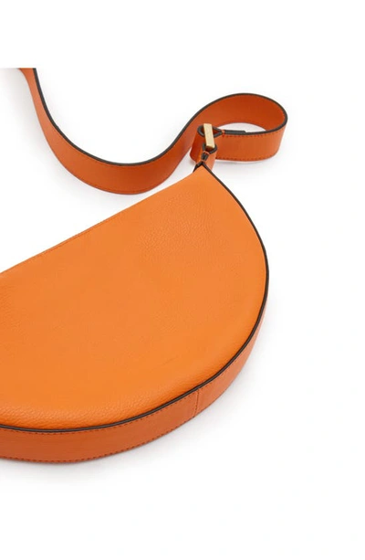 Shop Allsaints Half Moon Leather Crossbody Bag In Pyrrole Orange
