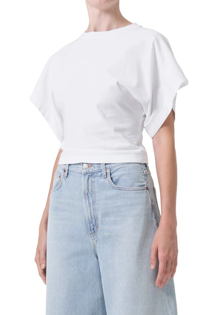 Shop Agolde Britt Cotton Jersey T-shirt In White