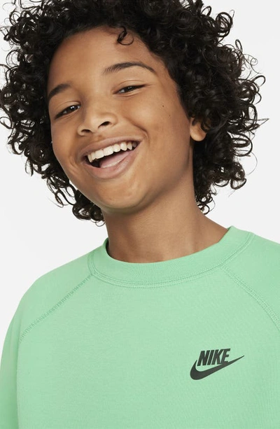 Shop Nike Kids' Tech Fleece Crewneck Sweatshirt In Spring Green/ Black/ Black
