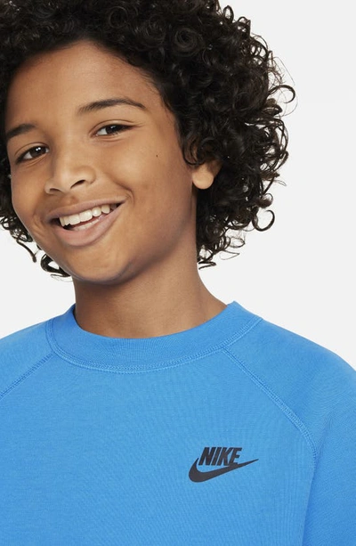 Shop Nike Kids' Tech Fleece Crewneck Sweatshirt In Light Photo Blue/ Black/ Black