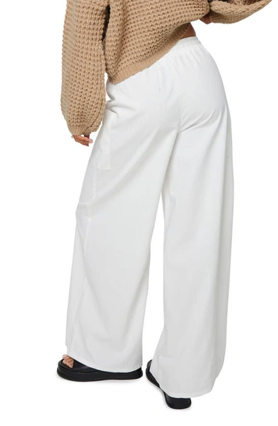Shop Princess Polly Brunie Wide Leg Cotton & Linen Cargo Pants In Off White