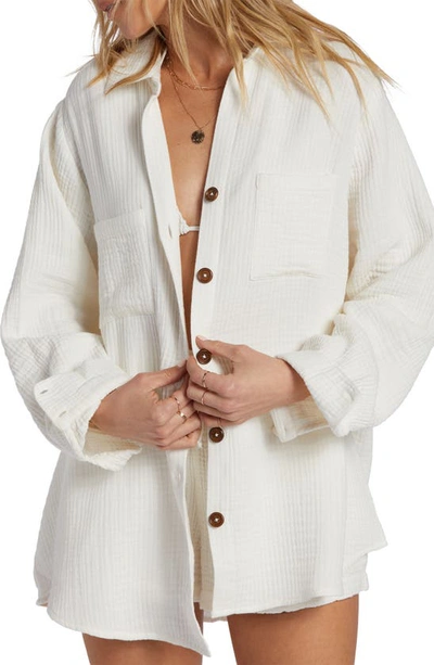 Billabong Swell Gauze Button-up Shirt In Salt Crystal