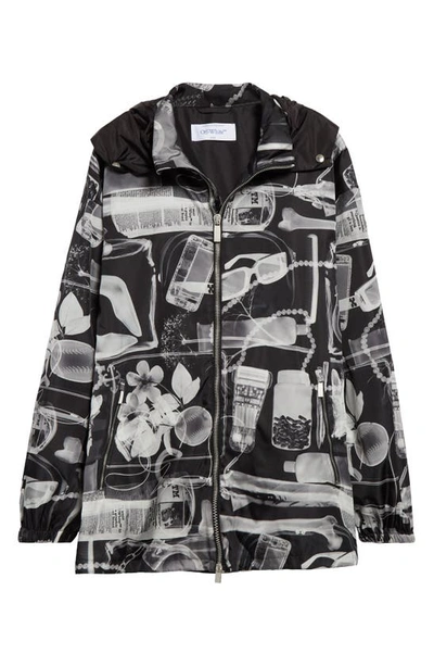 Shop Off-white X-ray Print Econyl® Nylon Hooded Windbreaker Jacket In Black White No Color