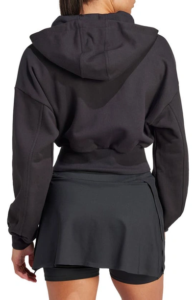 Shop Adidas By Stella Mccartney Crop Hoodie In Black